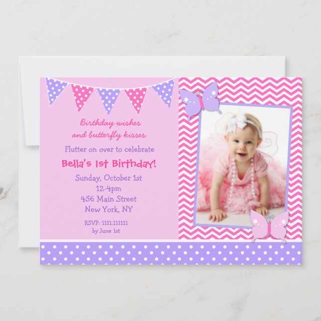 Invitations de fête d'anniversaire de photo de (Devant)