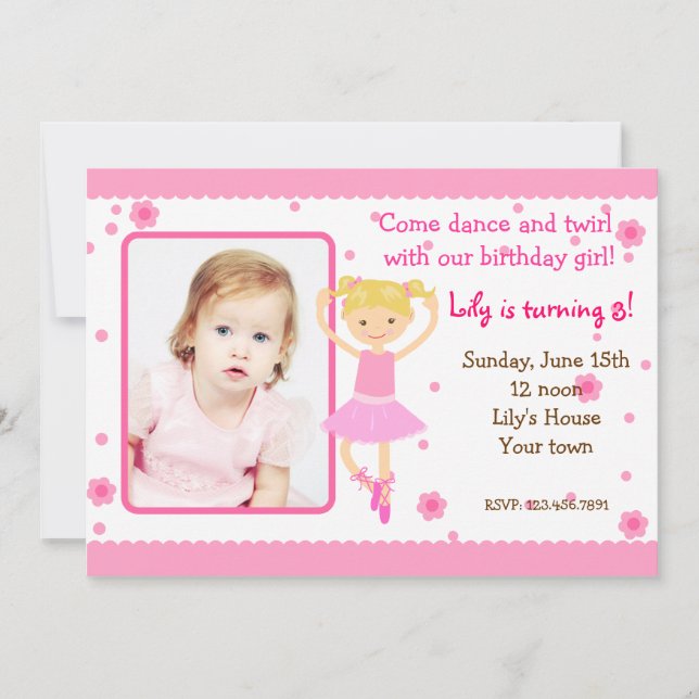Invitations de fête d'anniversaire de photo de (Devant)