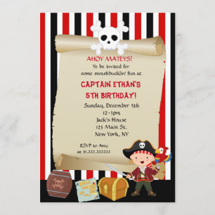 Invitations de fête d'anniversaire de pirate