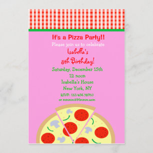 Invitations de fête d'anniversaire de pizza