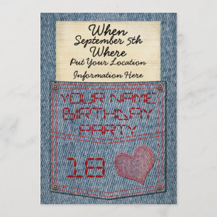 Invitations de fête d'anniversaire de poche de