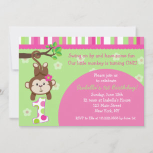 Invitations de fête d'anniversaire de singe