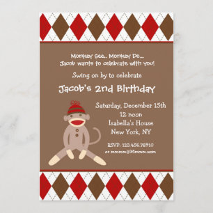 Invitations de fête d'anniversaire de singe de