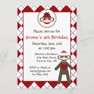 Invitations de fête d'anniversaire de singe de