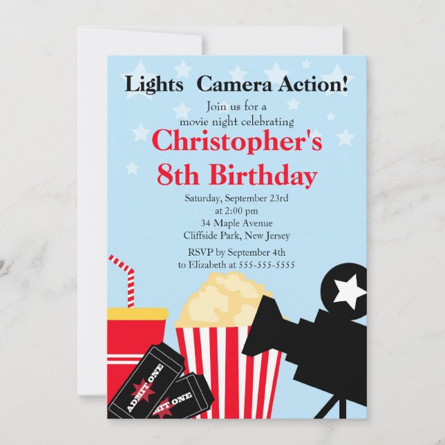 Invitations de fête d'anniversaire de soirée (Devant)