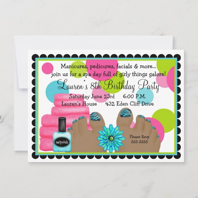 Invitations de fête d'anniversaire de spa (Devant)