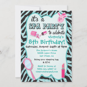 Invitations de fête d'anniversaire de spa