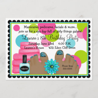 Invitations de fête d'anniversaire de spa