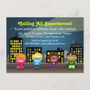 Invitations Faire Part Cartes Anniversaire Super Heros Zazzle Fr