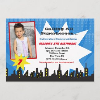 Invitations de fête d'anniversaire de Superhero