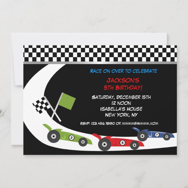 Invitations de fête d'anniversaire de voiture de (Devant)