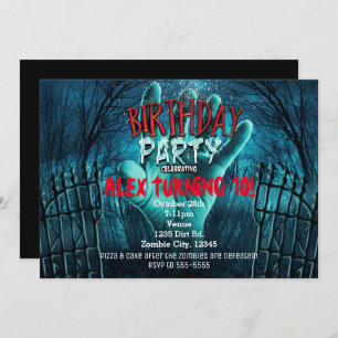 Invitations de fête d'anniversaire de zombi