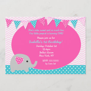 Invitations de fête d'anniversaire d'éléphant