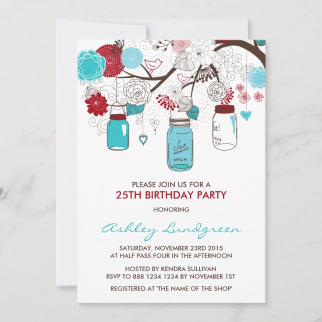 Invitations de fête d'anniversaire des jarres de M (Devant)