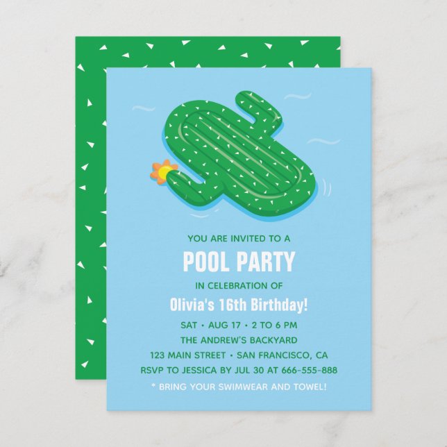 Invitations de fête d'anniversaire d'été de (Devant / Derrière)