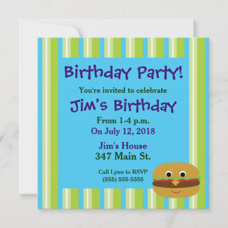Invitations de fête d'anniversaire d'hamburger
