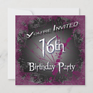 Invitations de fête d'anniversaire du 16e Grunge