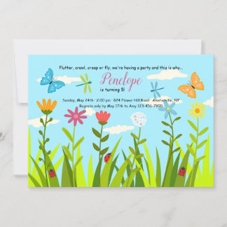 Invitations de fête d'anniversaire du jardin de pr
