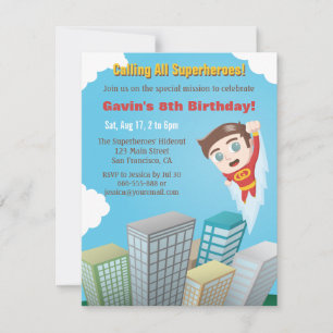 Invitations de fête d'anniversaire du Superhero vo