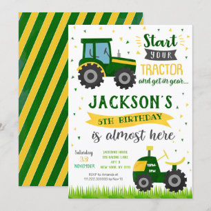 Invitations de fête d'anniversaire du tracteur