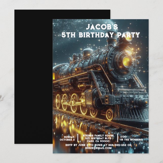 Invitations de fête d'anniversaire du train sur me (Devant / Derrière)