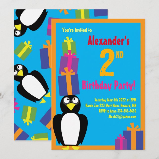Invitations de fête d'anniversaire d'un enfant d'a (Devant / Derrière)
