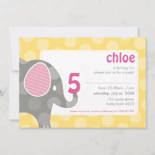INVITATIONS DE FÊTE D'ANNIVERSAIRE : : éléphant +