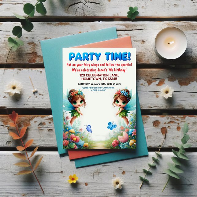Invitations de fête d'anniversaire Enchanted Fairy (Créateur téléchargé)