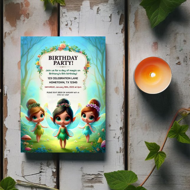 Invitations de fête d'anniversaire Enchanted Fairy (Créateur téléchargé)