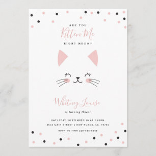 Invitations de fête d'anniversaire Kitten