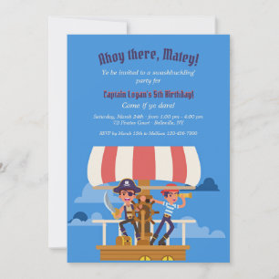 Invitations de fête d'anniversaire Pirate Adventur
