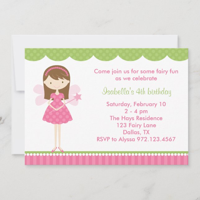Invitations de fête d'anniversaire rose (Devant)
