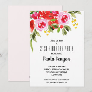 Invitations de fête d'anniversaire rouge rose