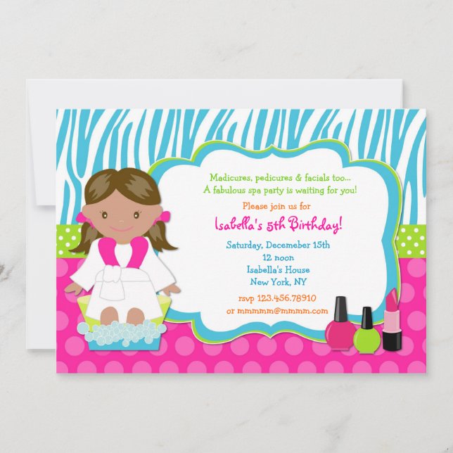Invitations de fête d'anniversaire spa (Devant)