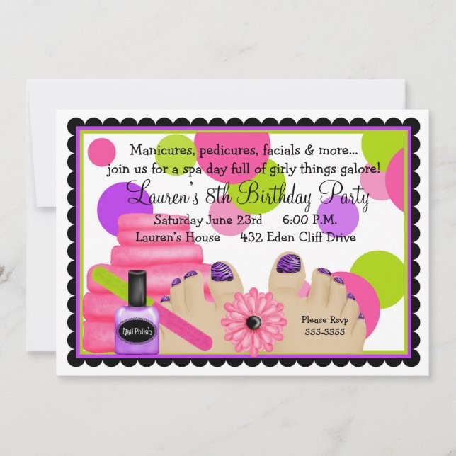Invitations de fête d'anniversaire Spa (Devant)