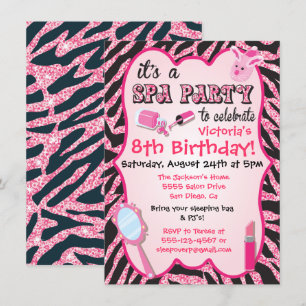 Invitations de fête d'anniversaire Spa Sparkle