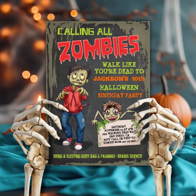 Invitations de fête d'anniversaire Zombie Hallowee (Créateur téléchargé)