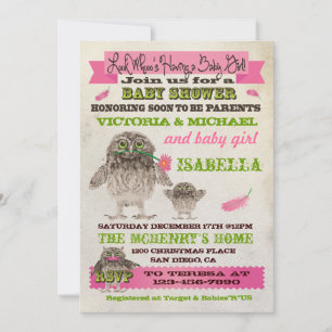 Invitations de Fête de Baby shower de Chouette Fuz