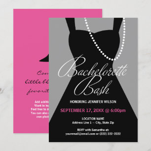 Invitations de fête de bachelorette, petite robe n