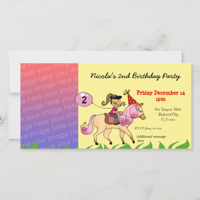 Invitations de fête de fille de 2e anniversaire (p (Devant)