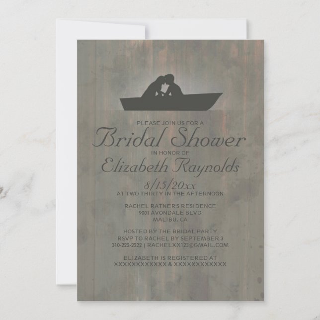 Invitations de Fête de la mariée de bateau de pays (Devant)