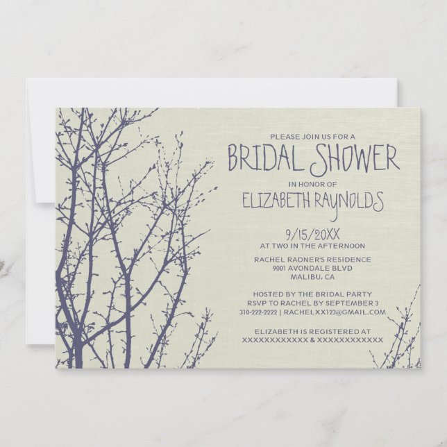 Invitations de Fête de la mariée de branches (Devant)