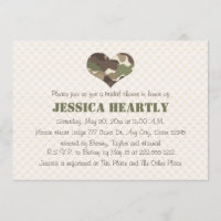 Invitations de Fête de la mariée de coeur de Camo