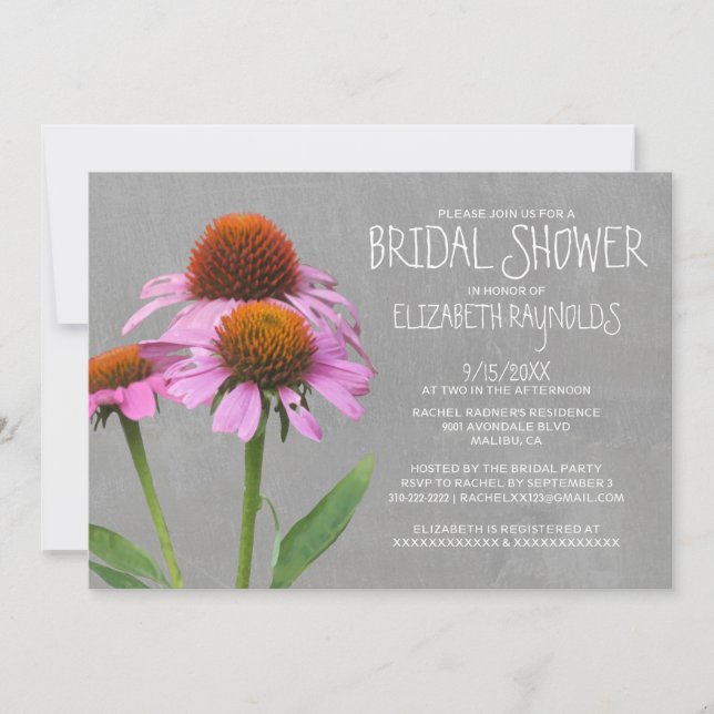 Invitations de Fête de la mariée de Coneflower (Devant)