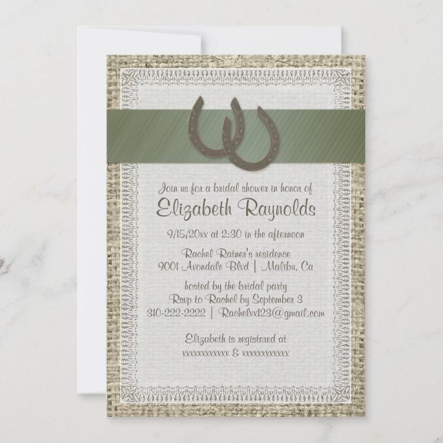 Invitations de Fête de la mariée de fers à cheval (Devant)