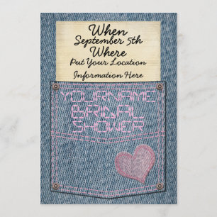 Invitations de Fête de la mariée de poche de jeans