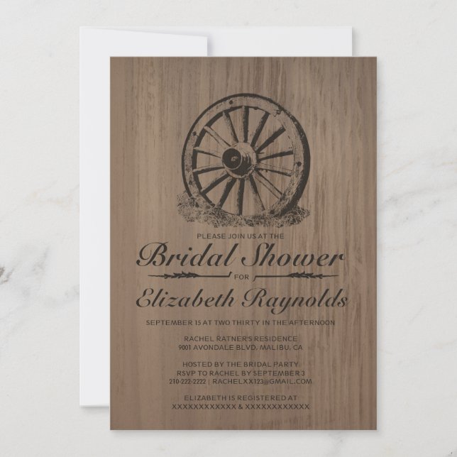 Invitations de Fête de la mariée de roues (Devant)