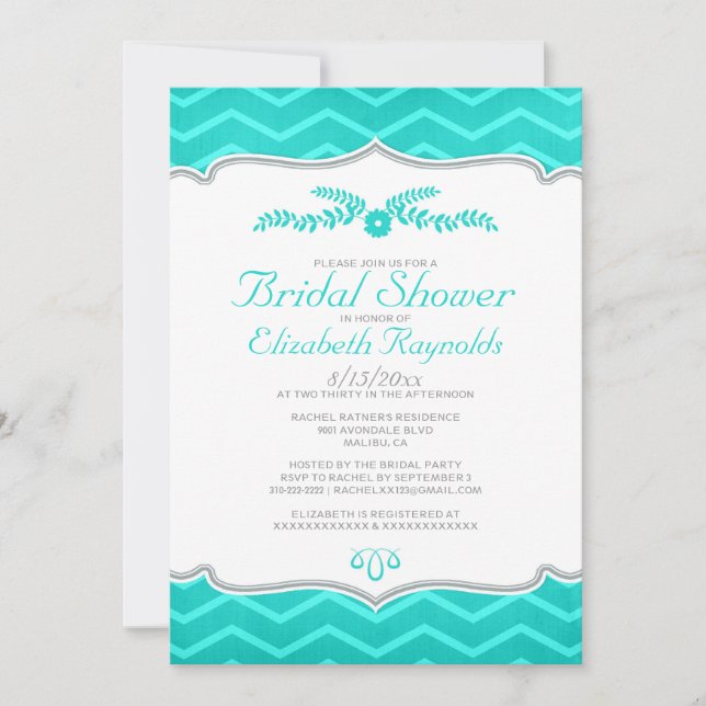 Invitations de Fête de la mariée de zigzag de (Devant)