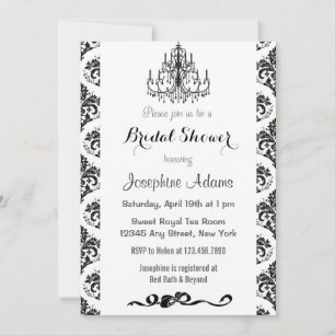 Invitations de Fête de l'mariée Damas noir et blan