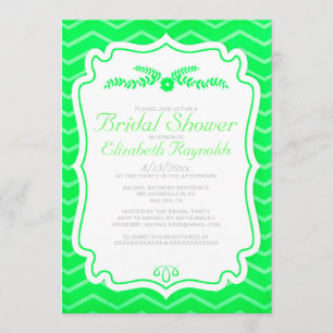 Invitations de Fête de l'mariée Lime Green Chevron
